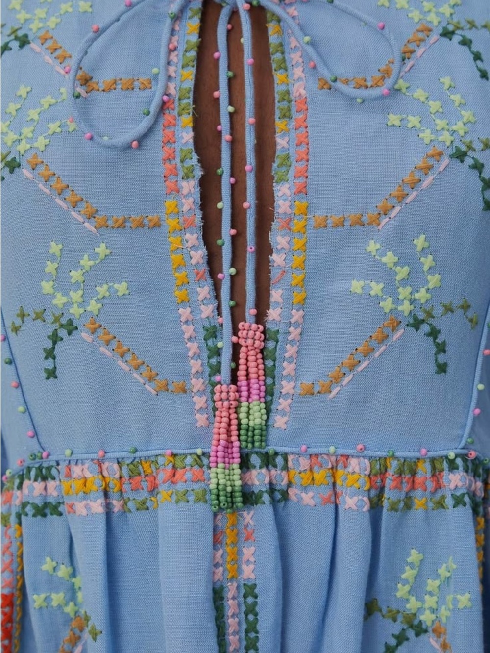 FARM Rio Embroidered Pineapple Linen Maxi Dress / Swim Cover Up - Picture 2 of 14